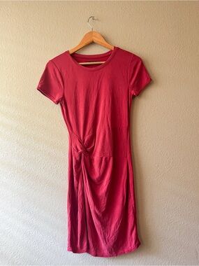 Abercrombie & Fitch Knot-Front Knit Casual Midi Dress - Red Small